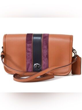 Coach Tan Varsity Dinky Penny Suede 75th Anniversary Stripe Crossbody